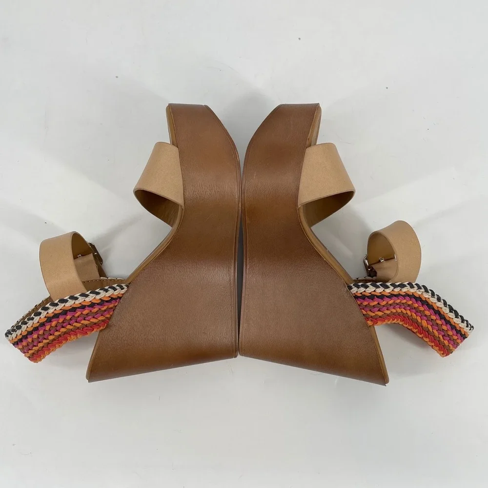 Coconuts by Matisse Womens Tan Weave Ankle Strap‎ Wedge Platform Sandals Size 7M